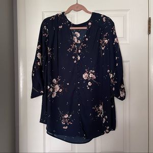 Torrid georgette Harper navy floral top